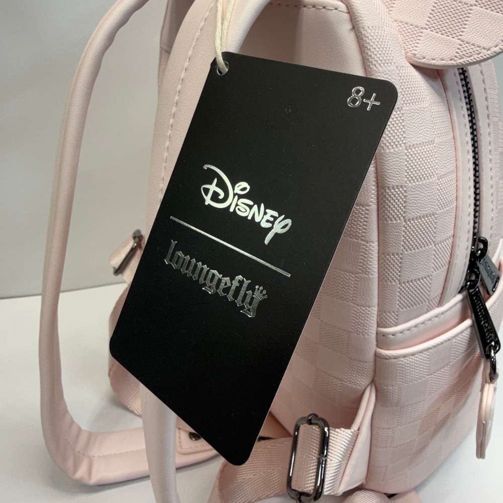 Disney Loungefly Minnie Mouse Checkered Texture Mini Backpack NWT - Picture 8 of 9